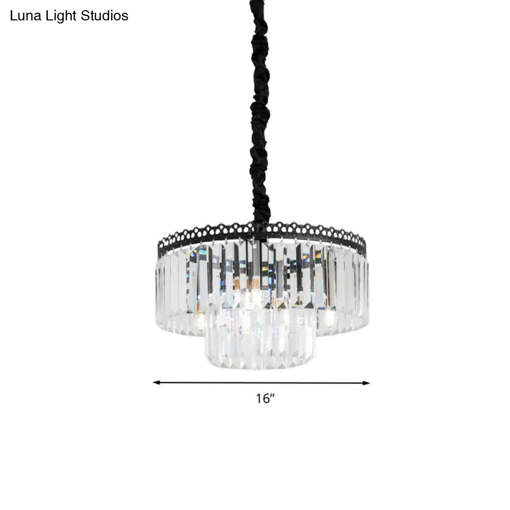 Modern Swirl Crystal Chandelier Light Fixture - 2/3 Tiers 4/9 Lights Clear Hanging Ceiling