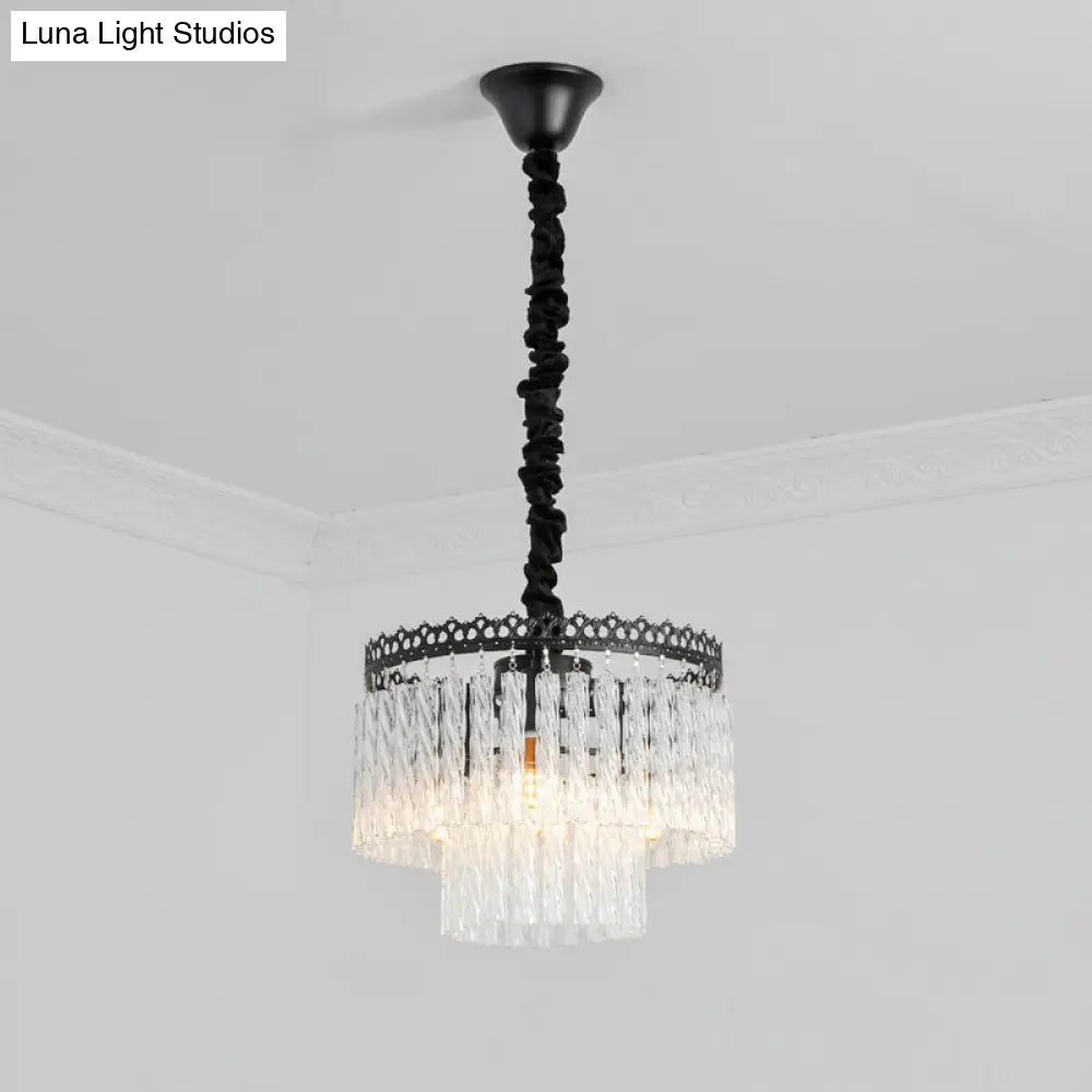 Modern Swirl Crystal Chandelier Light Fixture - 2/3 Tiers 4/9 Lights Clear Hanging Ceiling