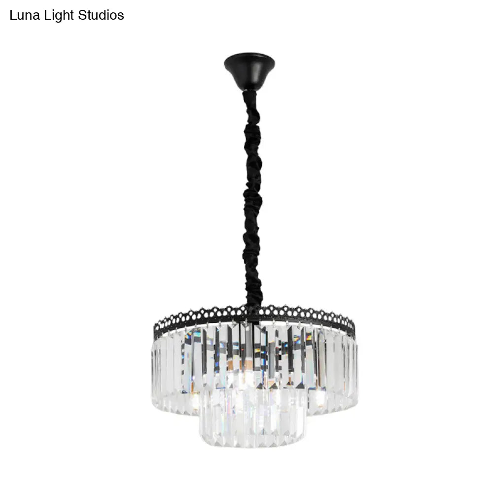 Modern Swirl Crystal Chandelier Light Fixture - 2/3 Tiers 4/9 Lights Clear Hanging Ceiling