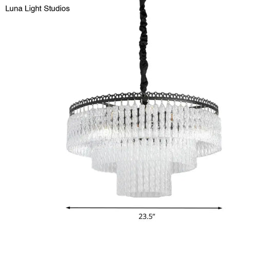 Modern Swirl Crystal Chandelier Light Fixture - 2/3 Tiers 4/9 Lights Clear Hanging Ceiling