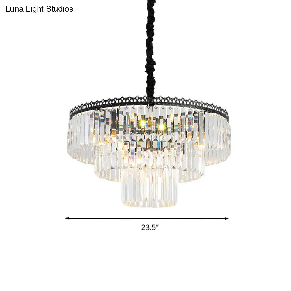 Modern Swirl Crystal Chandelier Light Fixture - 2/3 Tiers 4/9 Lights Clear Hanging Ceiling