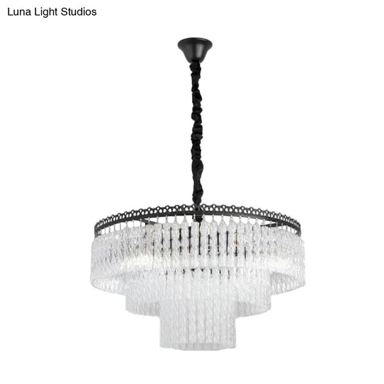 Modern Swirl Crystal Chandelier Light Fixture - 2/3 Tiers 4/9 Lights Clear Hanging Ceiling