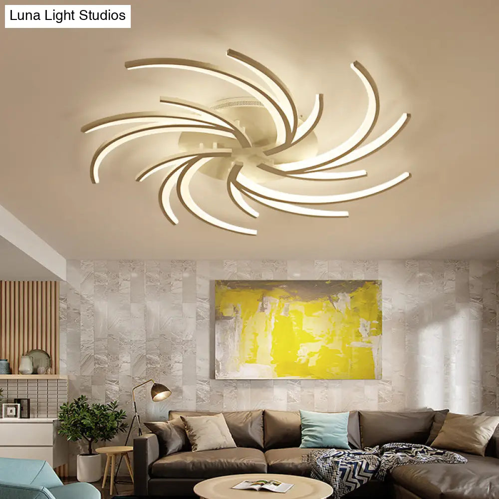 Modern Swirl Flush Mount Lamp - Acrylic Ceiling Fixture With 3/4/5 Lights For White Bedroom