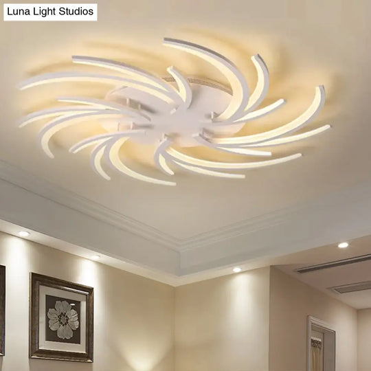 Modern Swirl Flush Mount Lamp - Acrylic Ceiling Fixture With 3/4/5 Lights For White Bedroom
