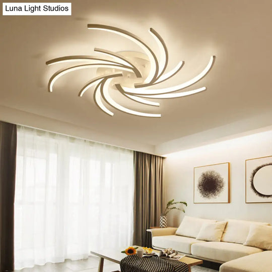 Modern Swirl Flush Mount Lamp - Acrylic Ceiling Fixture With 3/4/5 Lights For White Bedroom