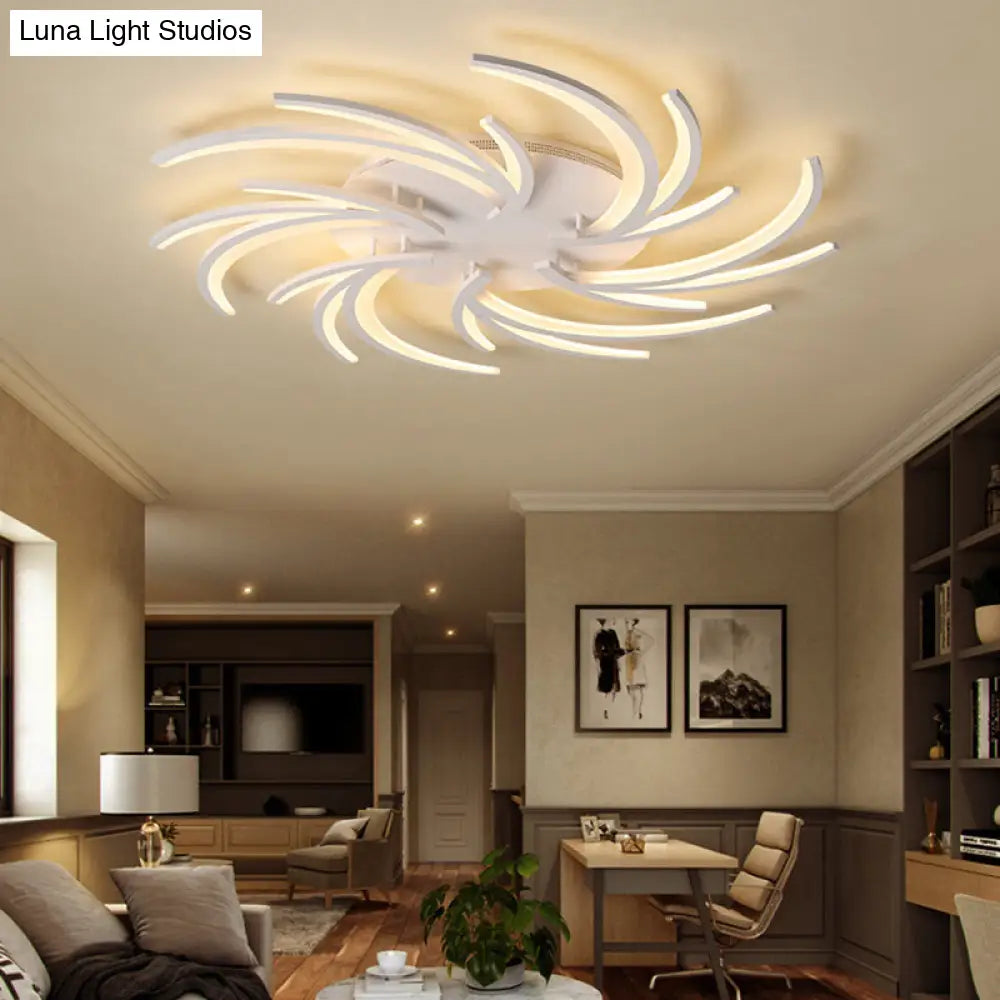 Modern Swirl Flush Mount Lamp - Acrylic Ceiling Fixture With 3/4/5 Lights For White Bedroom