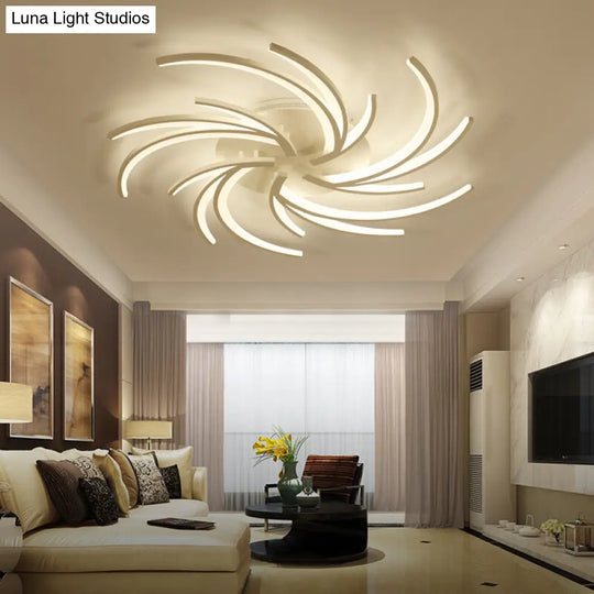 Modern Swirl Flush Mount Lamp - Acrylic Ceiling Fixture With 3/4/5 Lights For White Bedroom