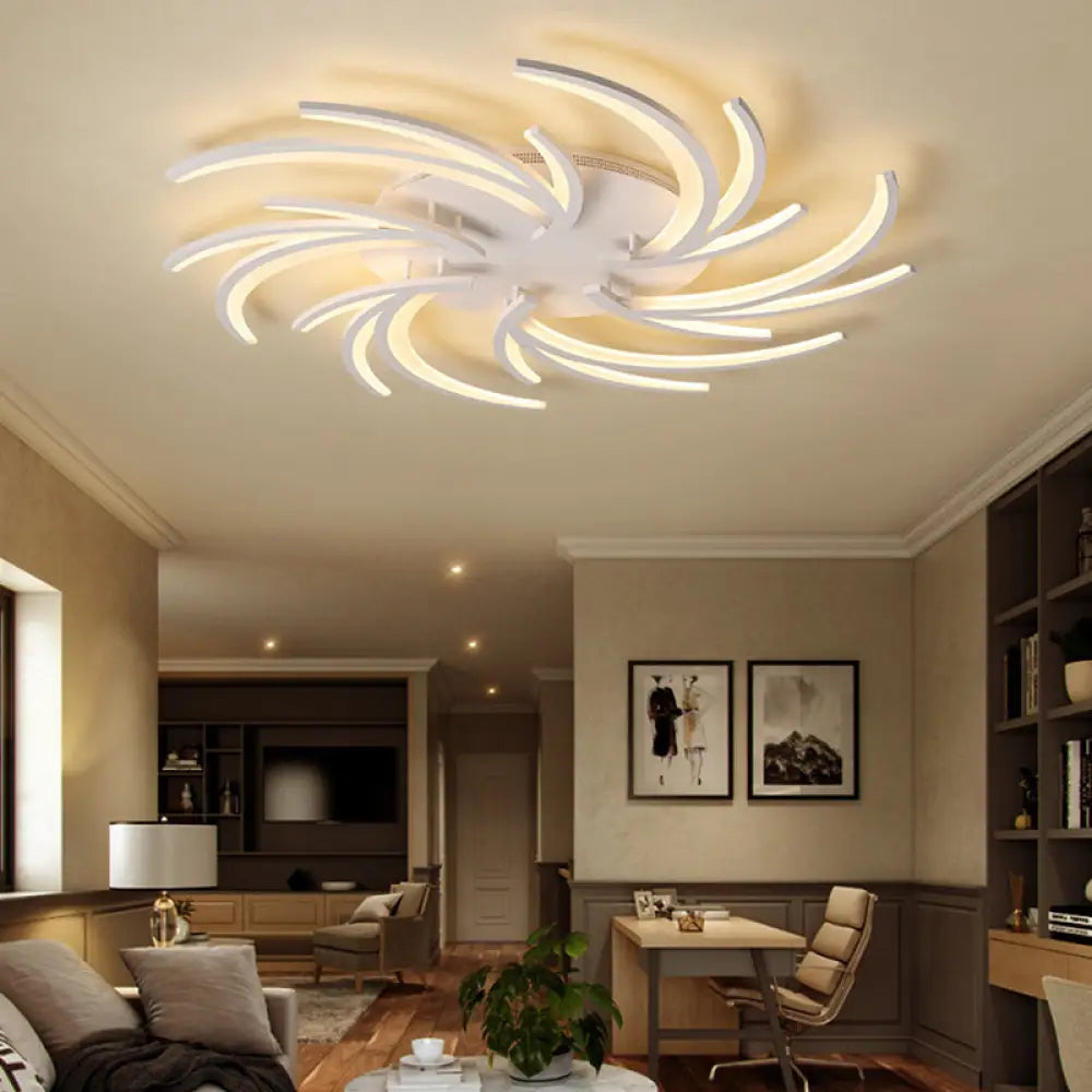 Modern Swirl Flush Mount Lamp - Acrylic Ceiling Fixture With 3/4/5 Lights For White Bedroom