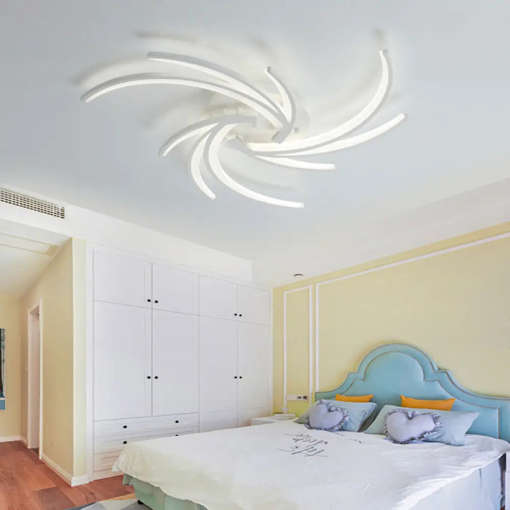 Modern Swirl Flush Mount Lamp - Acrylic Ceiling Fixture With 3/4/5 Lights For White Bedroom