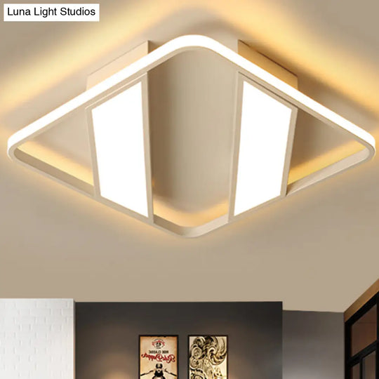 Modern Symmetrical Trapezoid Shade Flush Light Fixture - Black/White Integrated Led Ceiling Mount