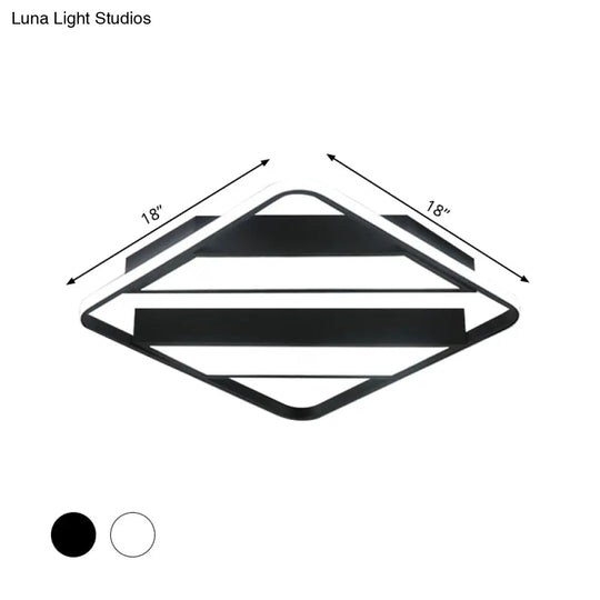 Modern Symmetrical Trapezoid Shade Flush Light Fixture - Black/White Integrated Led Ceiling Mount