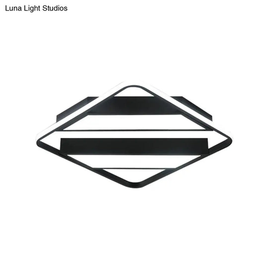 Modern Symmetrical Trapezoid Shade Flush Light Fixture - Black/White Integrated Led Ceiling Mount