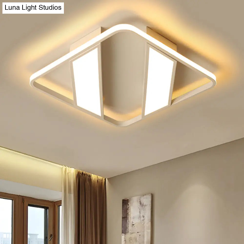 Modern Symmetrical Trapezoid Shade Flush Light Fixture - Black/White Integrated Led Ceiling Mount