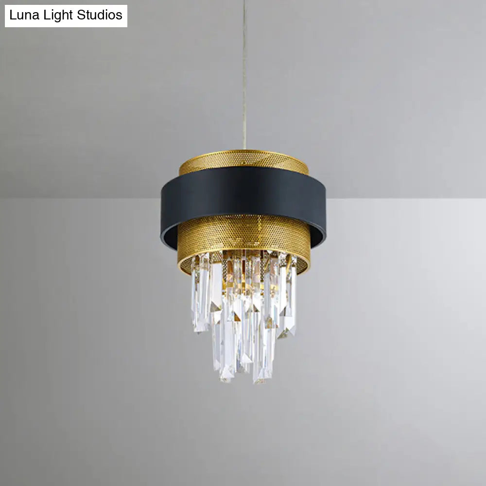 Modern Crystal Mini Pendant With Black And Gold Finish For Great Room Black-Gold