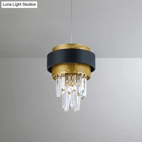 Modern Crystal Mini Pendant With Black And Gold Finish For Great Room Black-Gold