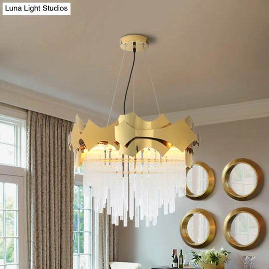 Modern Tapered Chandelier Pendant Light - Clear Glass 6-Light Gold Finish