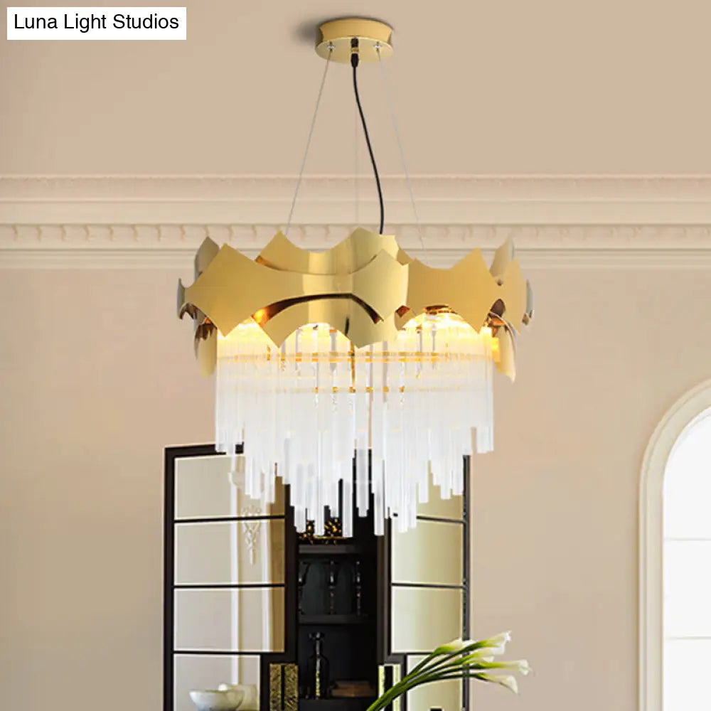 Modern Tapered Chandelier - Clear Glass 6 Lights Gold Ceiling Pendant