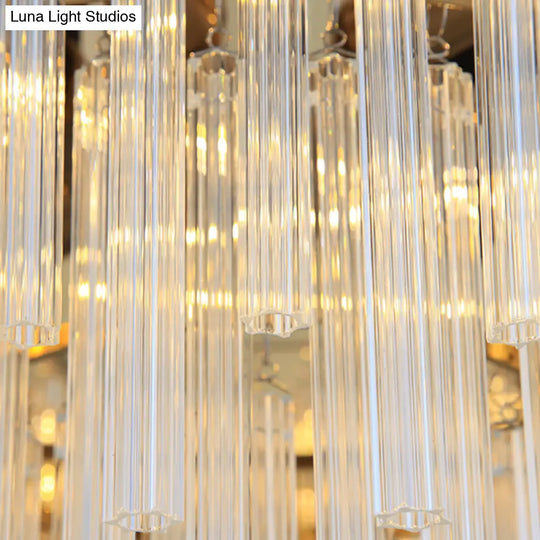 Modern Tapered Chandelier - Clear Glass 6 Lights Gold Ceiling Pendant