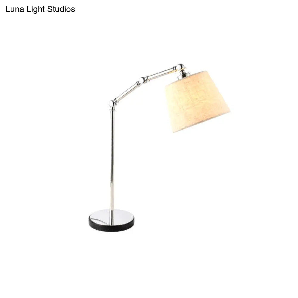 Modern Tapered Desk Lamp - Adjustable Arm Beige 1-Light Reading Book Light