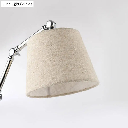 Modern Tapered Desk Lamp - Adjustable Arm Beige 1-Light Reading Book Light