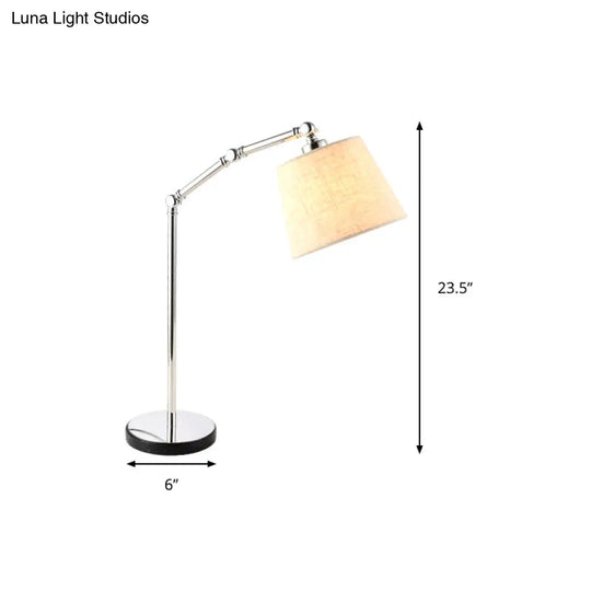 Modern Tapered Desk Lamp - Adjustable Arm Beige 1-Light Reading Book Light