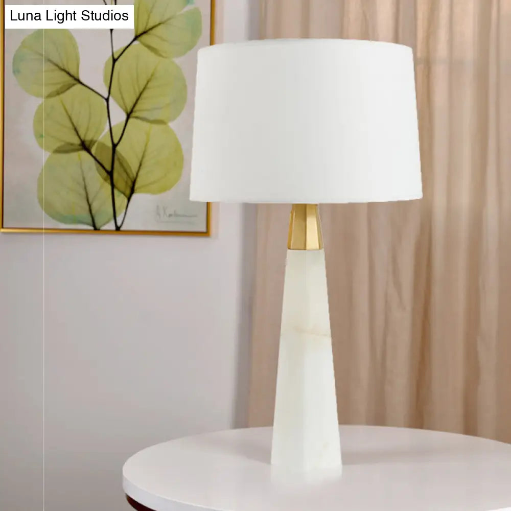 Modern Tapered Drum Table Lamp - 1 Head Night Light In White