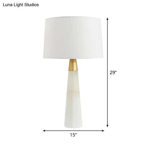 Modern Tapered Drum Table Lamp - 1 Head Night Light In White