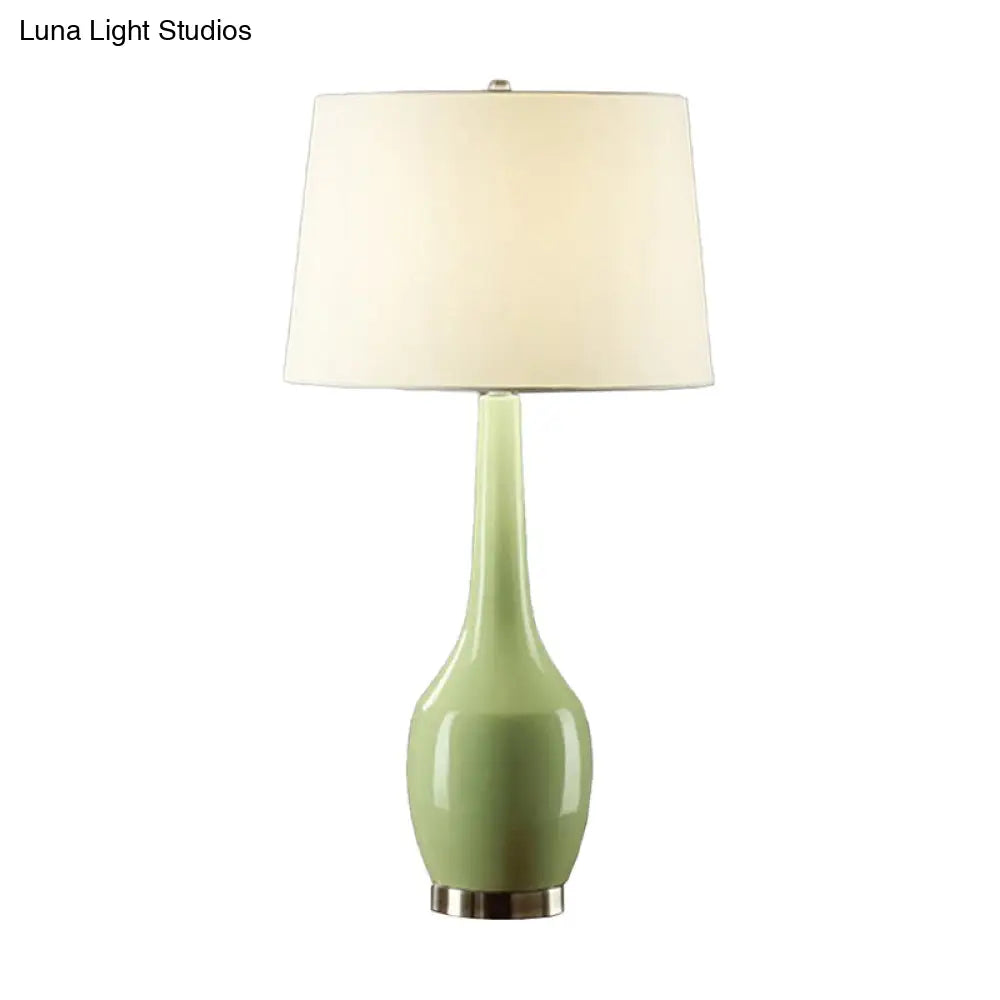 Modern Tapered Drum Table Light - Vibrant 1-Light Nightstand Lamp With Long Neck Vase Base In