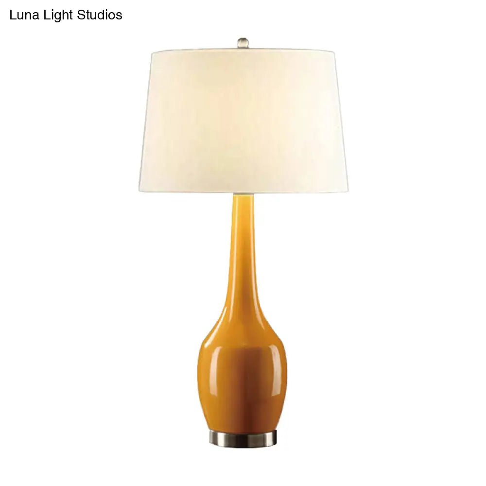 Modern Tapered Drum Table Light - Vibrant 1-Light Nightstand Lamp With Long Neck Vase Base In