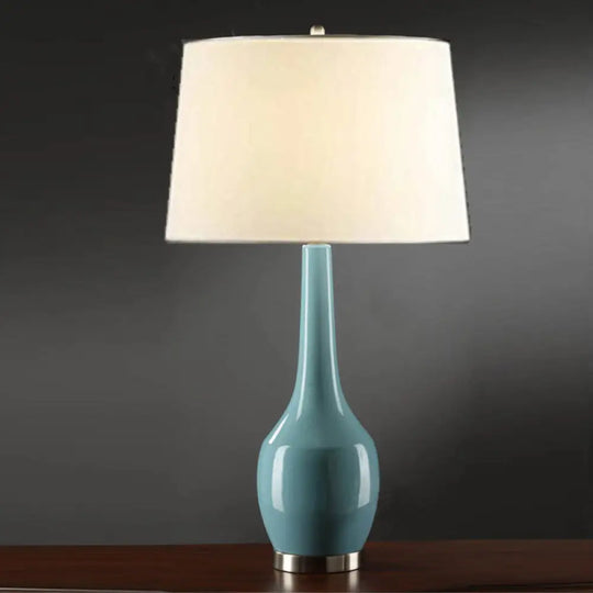 Modern Tapered Drum Table Light - Vibrant 1-Light Nightstand Lamp With Long Neck Vase Base In