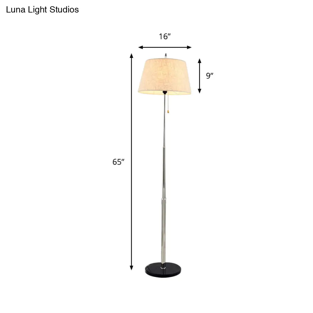 Modern Tapered Floor Standing Lamp In Beige With 1 Light Reading Function - Fabric Shade