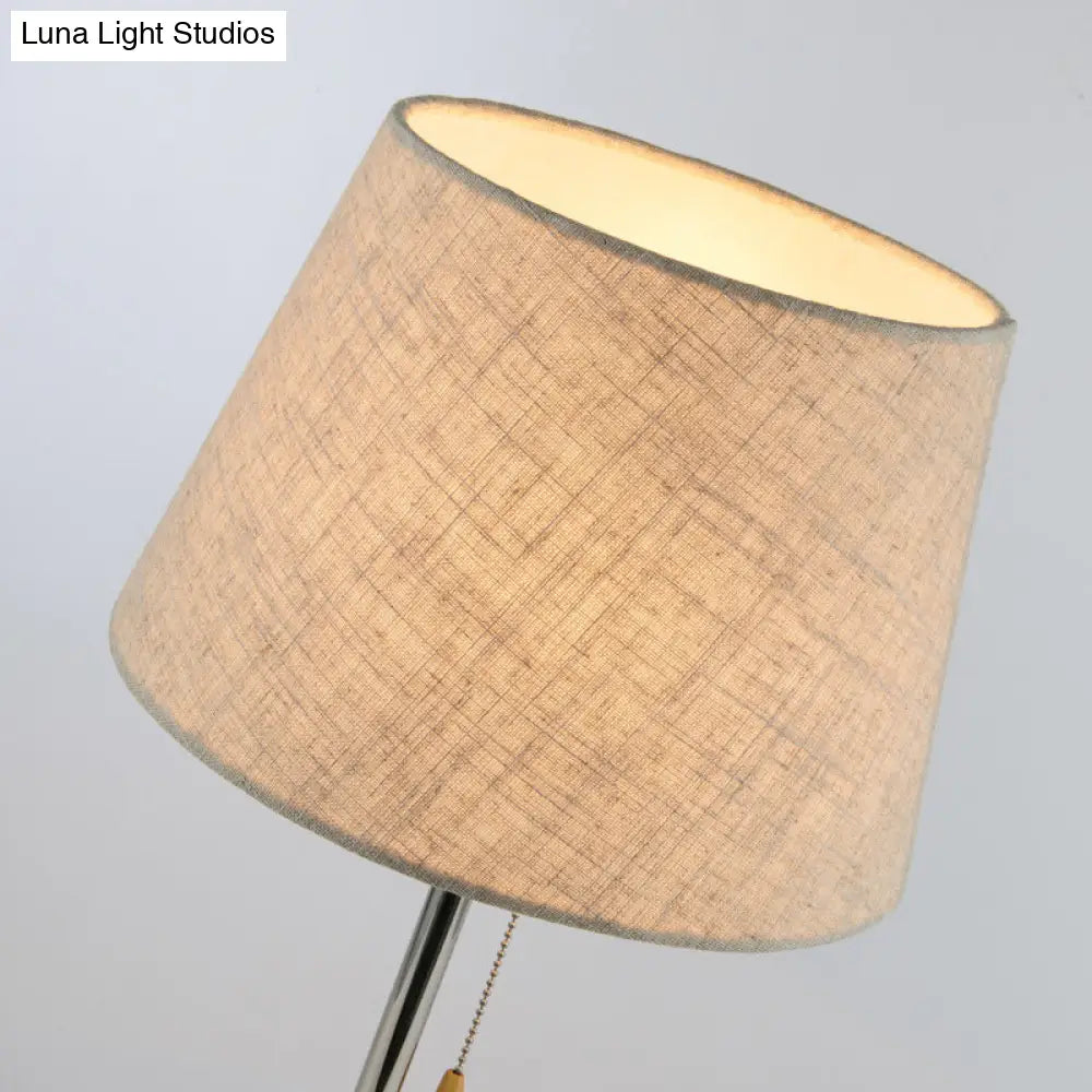 Modern Tapered Floor Standing Lamp In Beige With 1 Light Reading Function - Fabric Shade