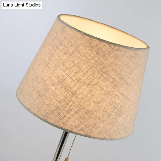 Modern Tapered Floor Standing Lamp In Beige With 1 Light Reading Function - Fabric Shade