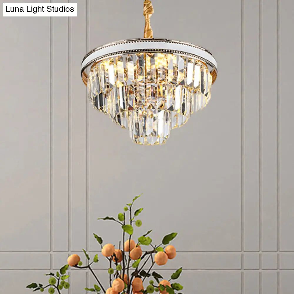 Modern Clear Crystal Prism Chandelier 16/6 Lights Tapered Hanging Pendant Lamp 31.5/18.5 Wide / 18.5