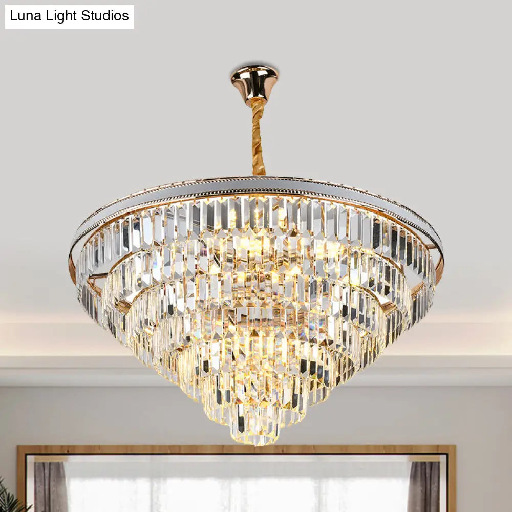 Modern Clear Crystal Prism Chandelier 16/6 Lights Tapered Hanging Pendant Lamp 31.5/18.5 Wide / 31.5