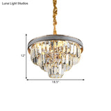 Modern Tapered Hanging Chandelier With Clear Crystal Prisms - 16/6 Lights 31.5’/18.5’ Wide