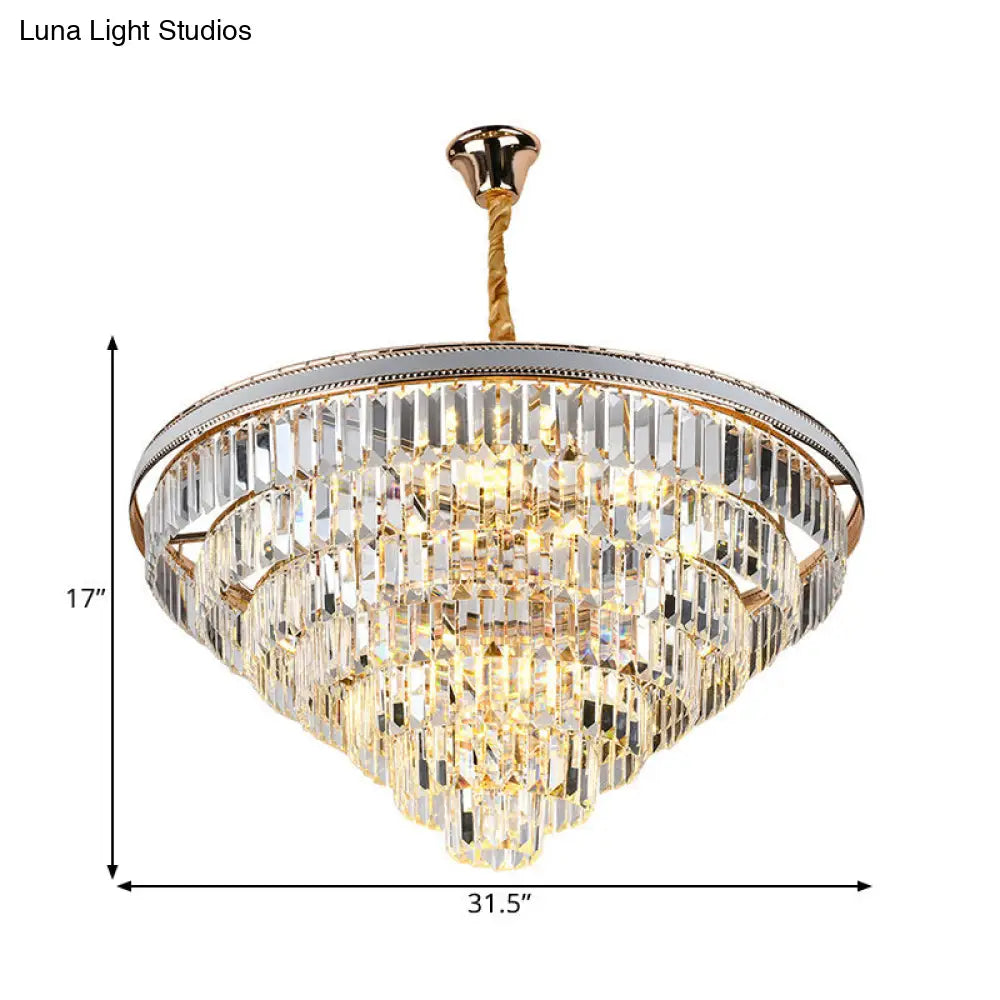 Modern Clear Crystal Prism Chandelier 16/6 Lights Tapered Hanging Pendant Lamp 31.5/18.5 Wide