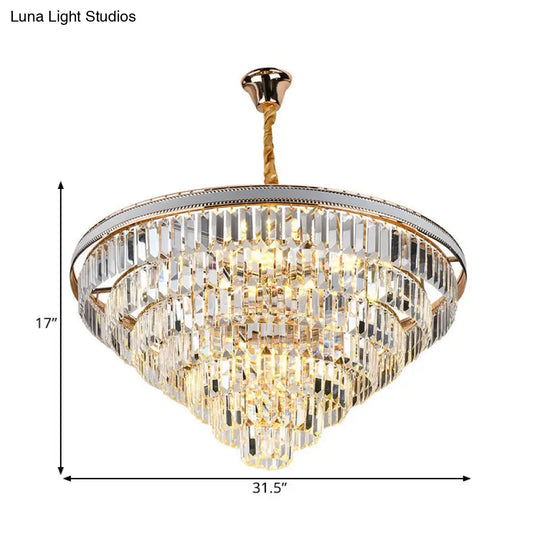 Modern Clear Crystal Prism Chandelier 16/6 Lights Tapered Hanging Pendant Lamp 31.5/18.5 Wide