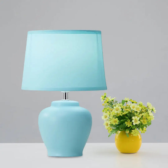 Modern Tapered Nightstand Lamp With Nordic Design Ceramic Base And Colorful Vase - Pink/Blue/Green