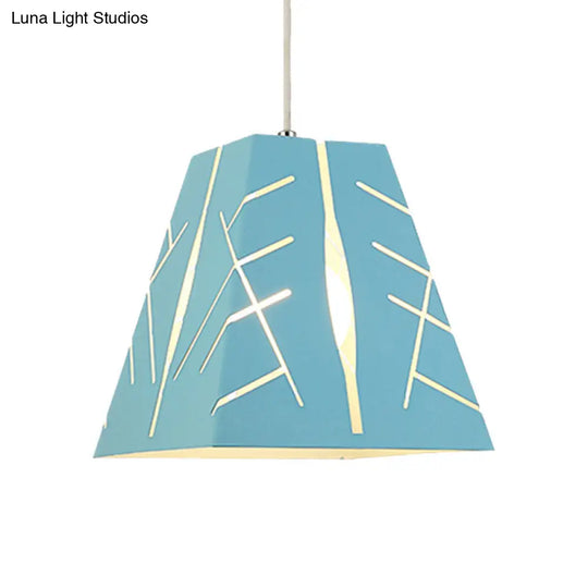 Modern Metal Pendant Ceiling Light - Pink/Yellow/Blue Tapered Hanging Lighting 1-Light