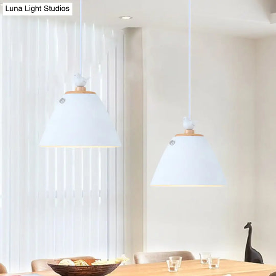 Modern Tapered Pendant Light - Grey/White/Yellow Metal Ceiling Lighting