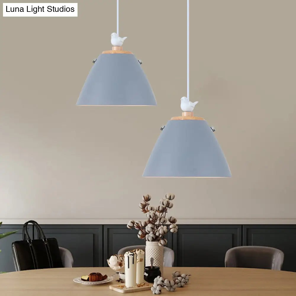 Modern Tapered Pendant Light - Grey/White/Yellow Metal Ceiling Lighting