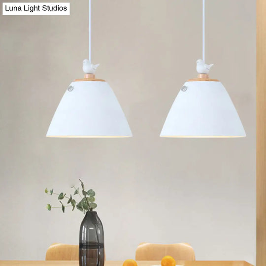 Modern Tapered Pendant Light - Grey/White/Yellow Metal Ceiling Lighting