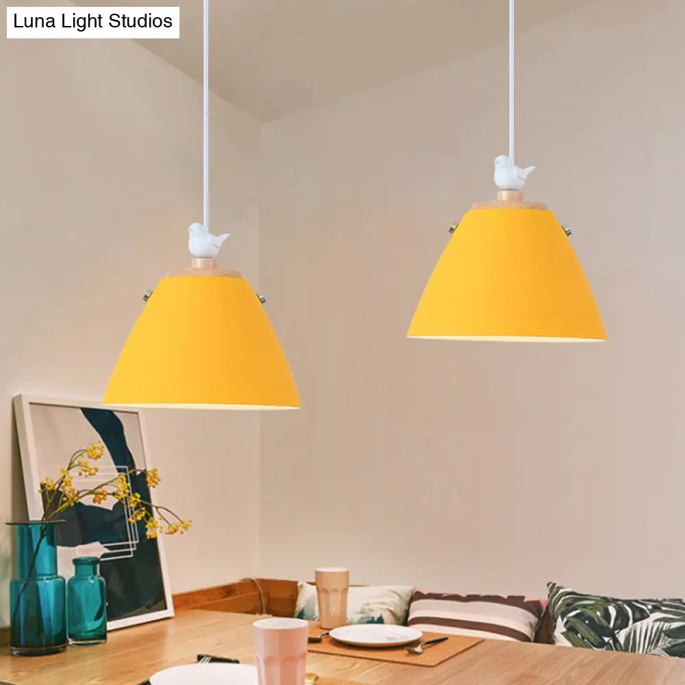 Modern Tapered Pendant Light - Grey/White/Yellow Metal Ceiling Lighting