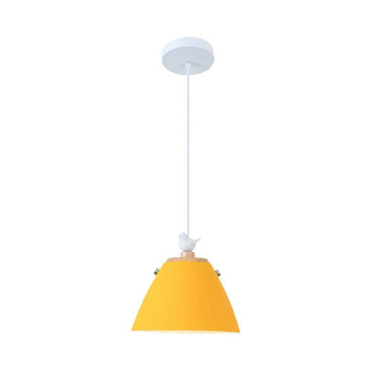 Modern Tapered Pendant Light - Grey/White/Yellow Metal Ceiling Lighting Yellow