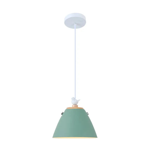 Modern Tapered Pendant Light - Grey/White/Yellow Metal Ceiling Lighting Green