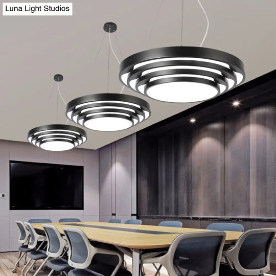 Contemporary Tapered Round Pendant Ceiling Light In Black/White With Led & Multiple Options - Ideal