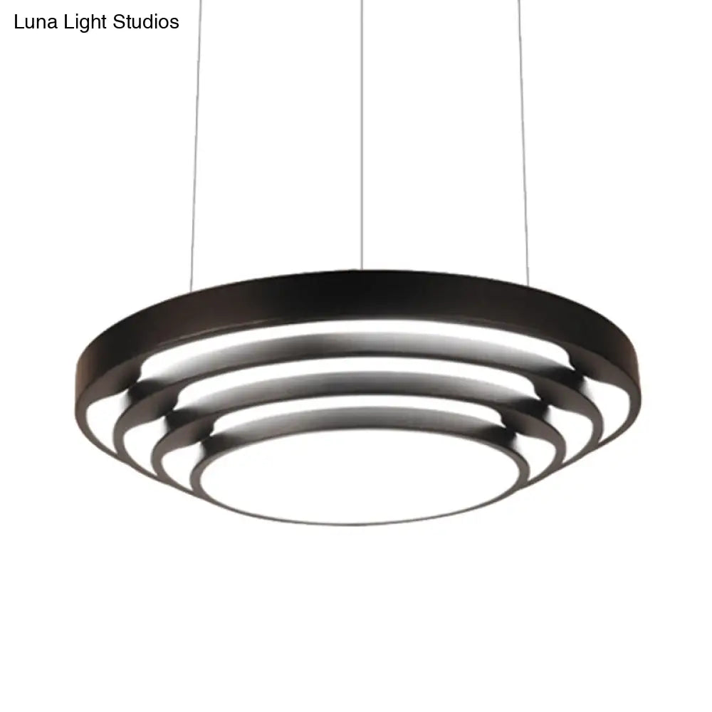 Contemporary Tapered Round Pendant Ceiling Light In Black/White With Led & Multiple Options - Ideal