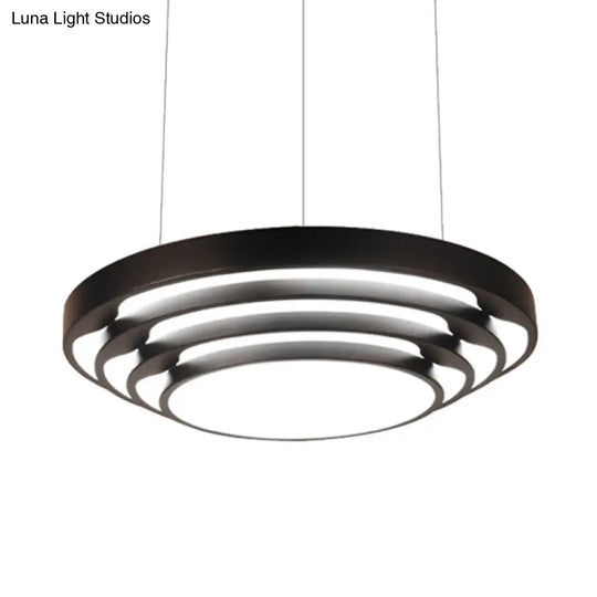 Contemporary Tapered Round Pendant Ceiling Light In Black/White With Led & Multiple Options - Ideal