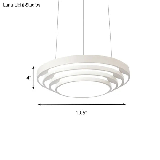 Contemporary Tapered Round Pendant Ceiling Light In Black/White With Led & Multiple Options - Ideal